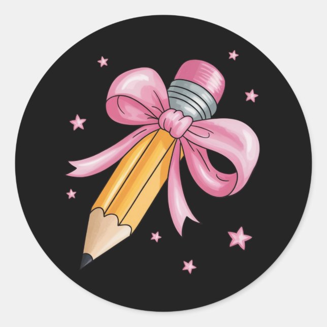 Teacher Bow Pencil Teaching Life Appreciation Gift Runder Aufkleber (Vorderseite)