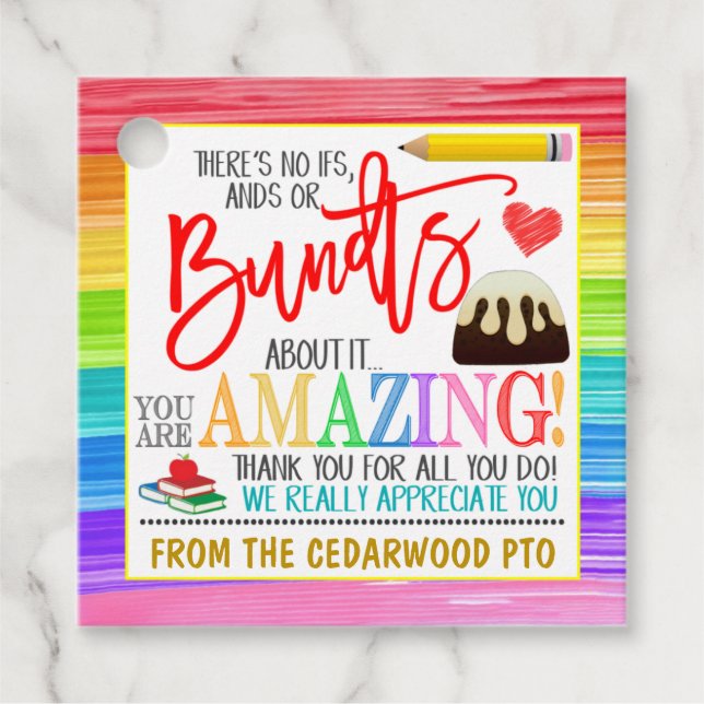 Teacher Bundt Cake Geschenkmarke Geschenkanhänger (Vorderseite)