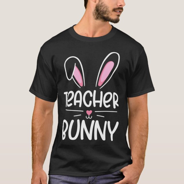 Teacher Bunny Happy Easter Day Men Women Matching  T-Shirt (Vorderseite)