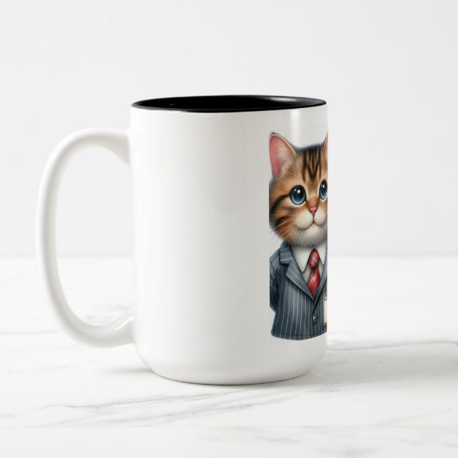 Teacher Cat Zweifarbige Tasse (Links)