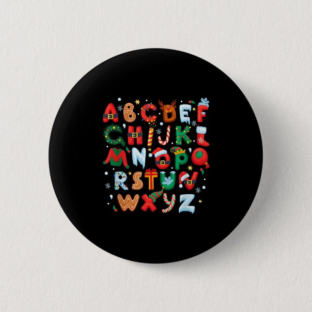 Teacher Christmas Alphabet Back To School Holiday  Button (Vorderseite)