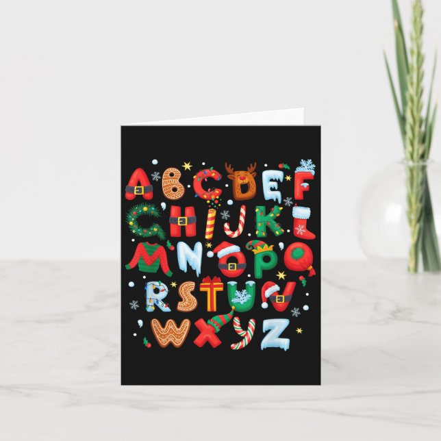 Teacher Christmas Alphabet Back To School Holiday  Karte (Vorderseite)