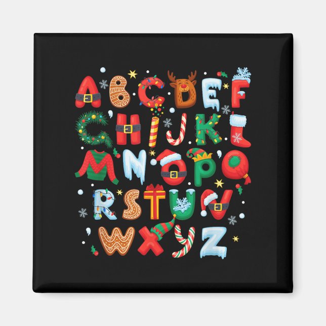 Teacher Christmas Alphabet Back To School Holiday  Magnet (Vorne)