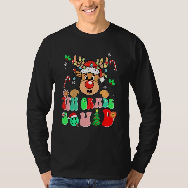 Teacher Christmas Funny 7th Grade Squad Reindeer G T-Shirt (Vorderseite)