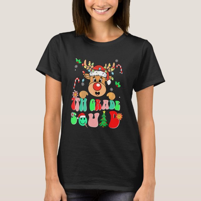 Teacher Christmas Funny 7th Grade Squad Reindeer G T-Shirt (Vorderseite)