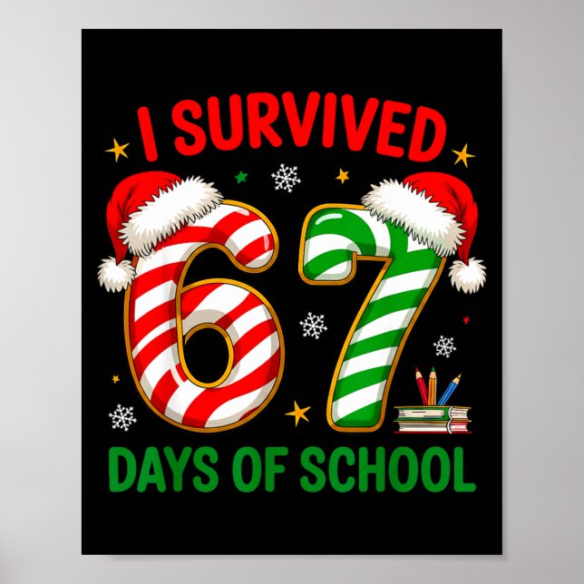 Teacher Christmas Funny Meme I Survived 67 Days Of Poster (Vorne)
