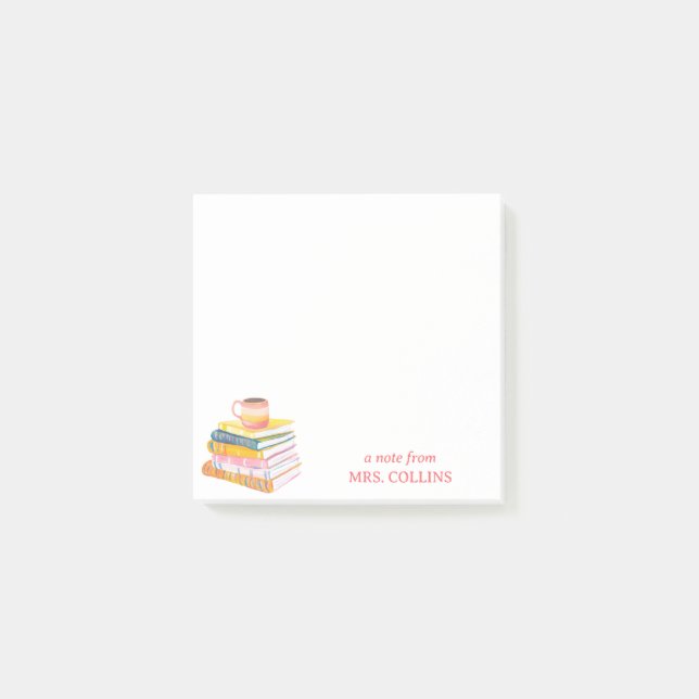 Teacher coffee & books Notes 3 x 3" Post-it Klebezettel (Vorderseite)