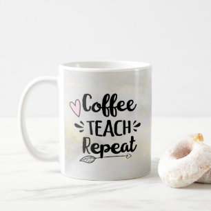 Teacher Coffee Teach Wiederholung Niedliche Gesche Kaffeetasse