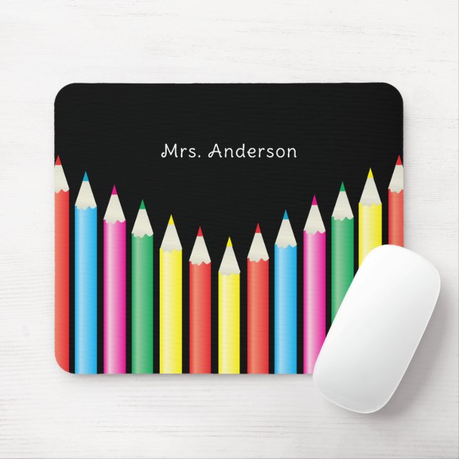 Teacher Colorful Pencils Desk Mat Mousepad (Mit Mouse)