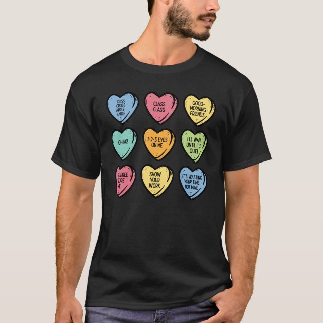 Teacher Conversation Hearts Valentines Day Women M T-Shirt (Vorderseite)