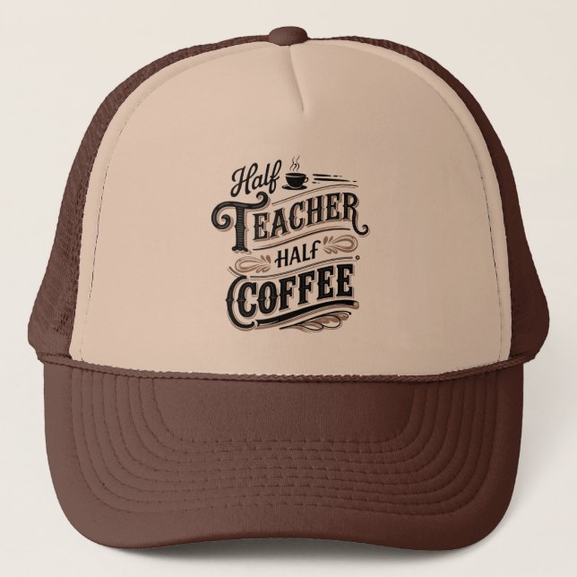 Teacher Cool retro word art coffee  Truckerkappe (Vorderseite)