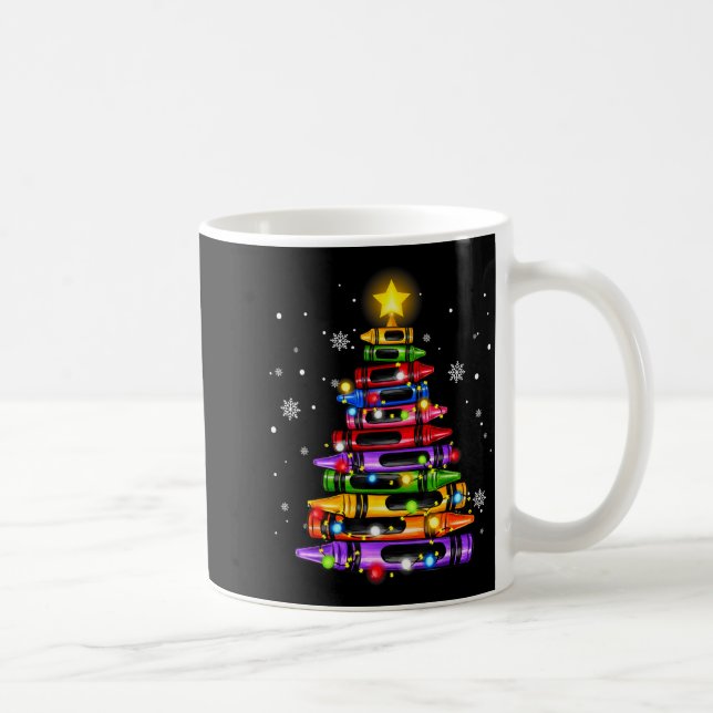 Teacher Crayon Christmas Tree Lights Student Schoo Kaffeetasse (Rechts)