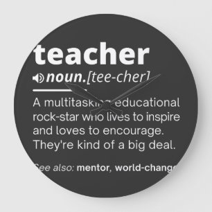 Teacher Definition - Funny Teaching School Teacher Große Wanduhr