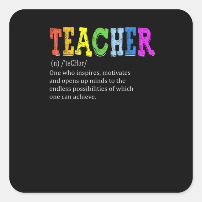 Teacher Definition Teacher Appreciation Quadratischer Aufkleber (Vorderseite)