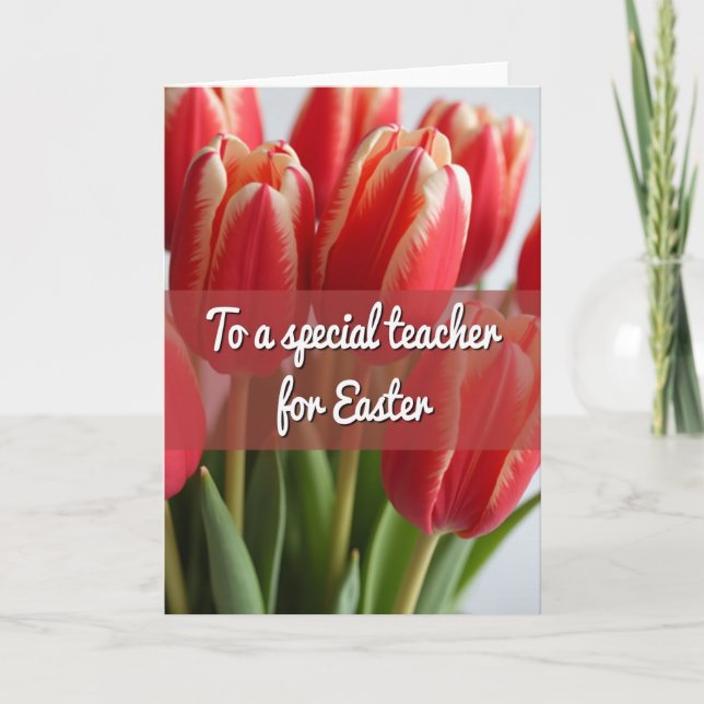 Teacher Easter Flower Card Karte (Vorderseite)