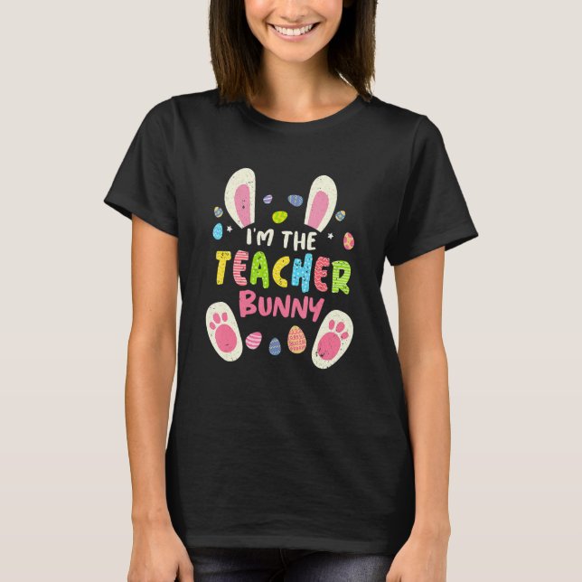 Teacher Easter Matching Family Party Bunny Face Co T-Shirt (Vorderseite)