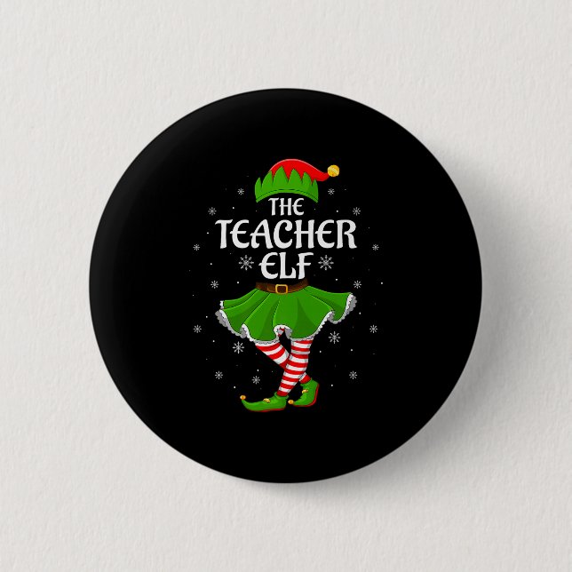 Teacher Elf Christmas Family Girls Women Elf Squad Button (Vorderseite)