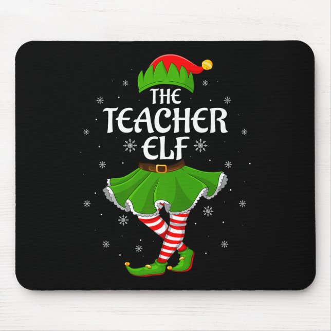 Teacher Elf Christmas Family Girls Women Elf Squad Mousepad (Vorne)