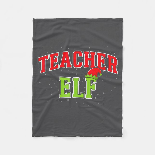 Teacher Elf Christmas Family Matching Group Xmas T Fleecedecke (Vorderseite)