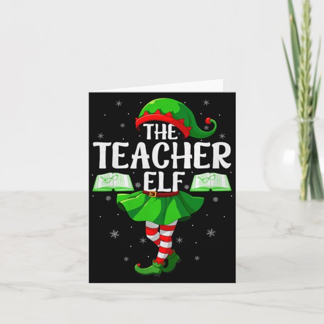 Teacher Elf Christmas Girls Women Elf Squad Xmas F Karte (Vorderseite)