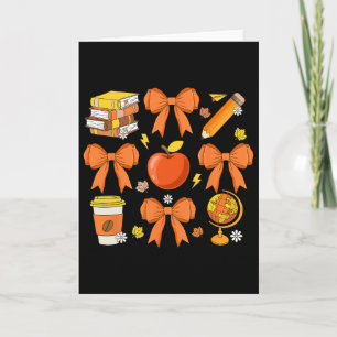Teacher Fall Shirt Coquette Bow Pumpkin Herbst als Karte