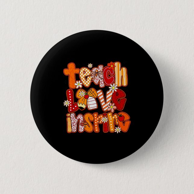Teacher Fall,teach Love Insre,autumn Teacher Funny Button (Vorderseite)
