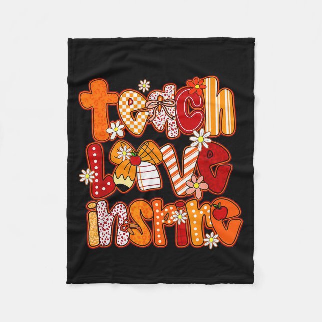 Teacher Fall,teach Love Insre,autumn Teacher Funny Fleecedecke (Vorderseite)