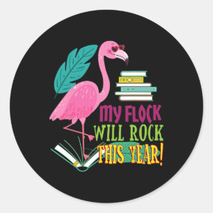 Teacher Flamingo meine Flock Rock ersten Tag Scho Runder Aufkleber