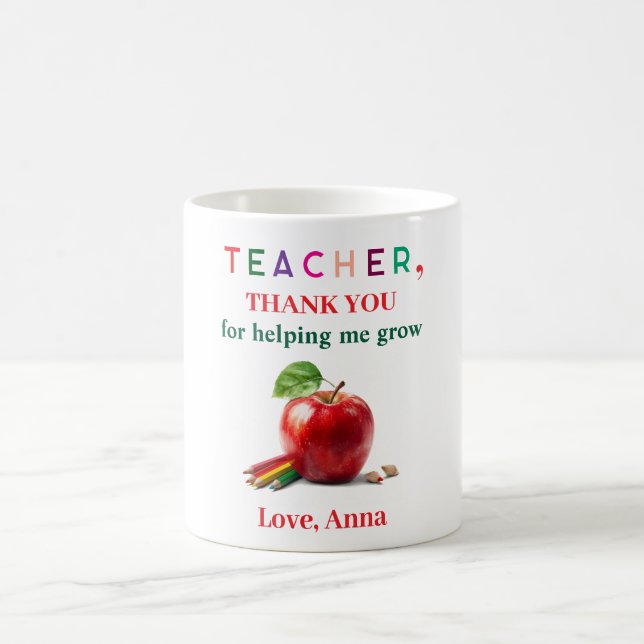 Teacher Gift – Apple Mug with Thank You Message Kaffeetasse (Mittel)