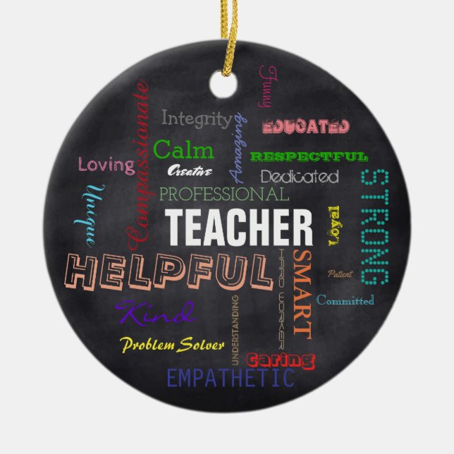 Teacher Gift Chalkboard Typography Subway Art Keramikornament (Vorne)