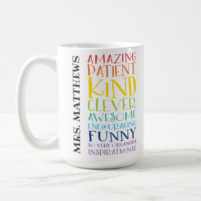 TEACHER GIFT farbenfroher Regenbogen-Hochstapel Kaffeetasse (Links)