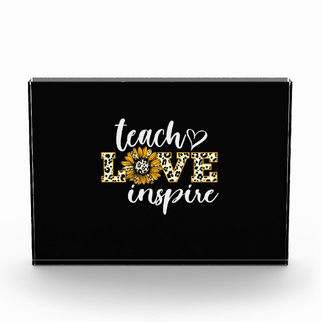 Teacher Gift Teach Liebe Inspirierte Leopard Fotoblock (Vorderseite)