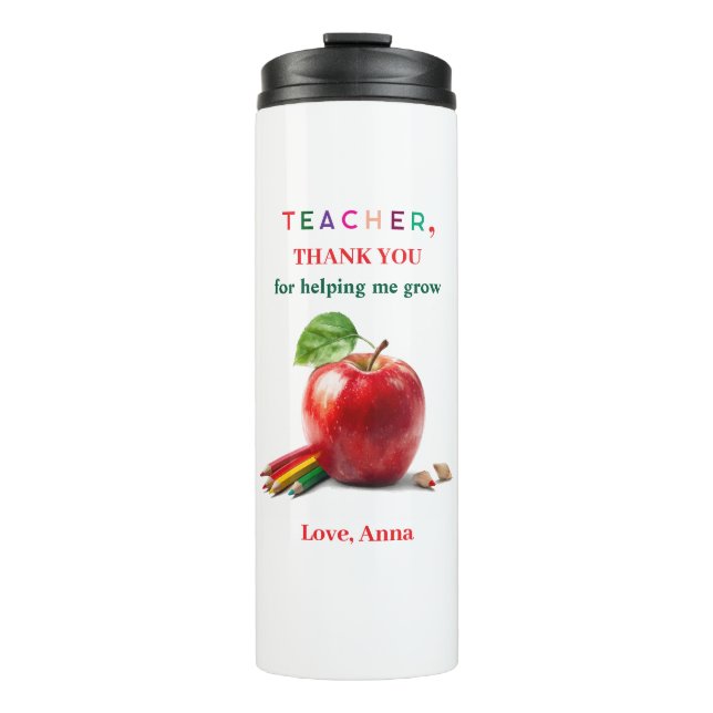 Teacher Gift – Thermal Tumbler Thank You Message Thermosbecher (Vorderseite)