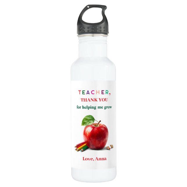 Teacher Gift – Water Bottle with Thank You Message Edelstahlflasche (Vorderseite)