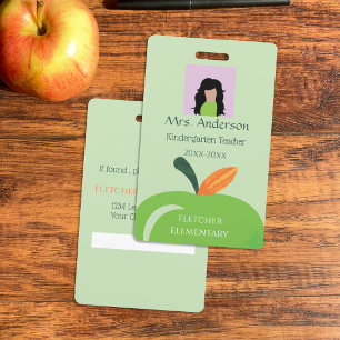 Teacher Green Apple Foto ID Abzeichen Ausweis