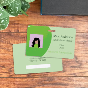 Teacher Green Apple Horizontal Foto ID Abzeichen Ausweis