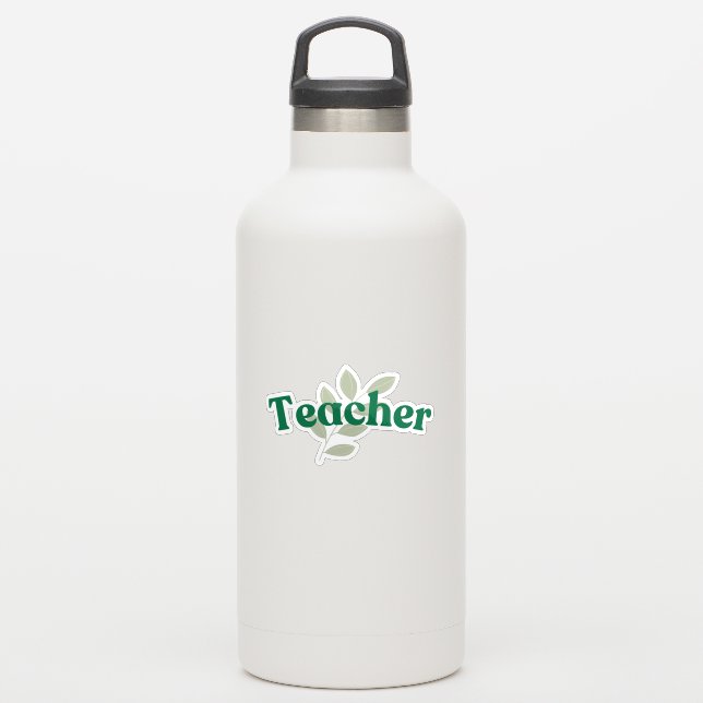 Teacher Green Leaf Aufkleber (Wassserflasche)