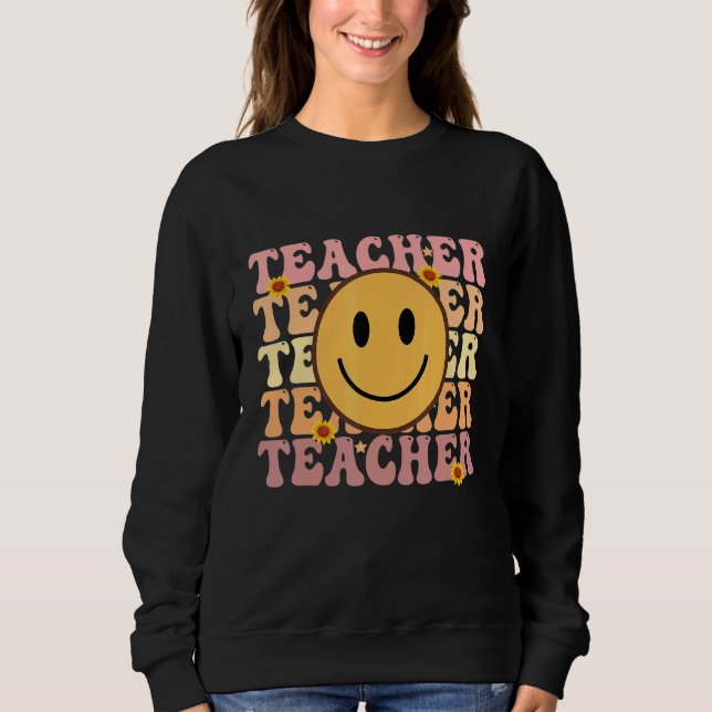Teacher Groovy Retro Hippie 4 Sweatshirt (Vorderseite)