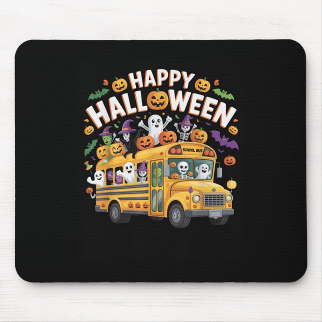 Teacher Halloween School Bus Driver Cute Ghost Wit Mousepad (Vorne)