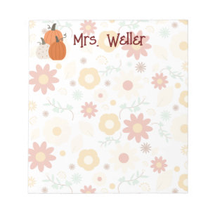 Teacher Hauptgeschenk Fall Floral & Kürbis Notizblock