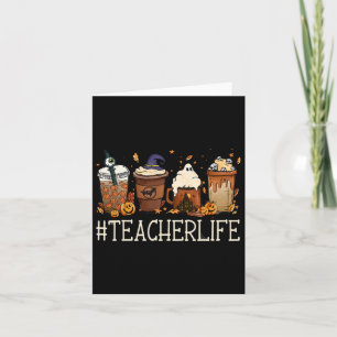Teacher Horror Fall Kaffeekocher Halloween Pumpki Karte