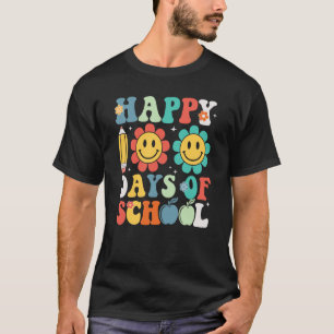 Teacher Kids Retro Groovy 100 Days Happy 100th Day T-Shirt