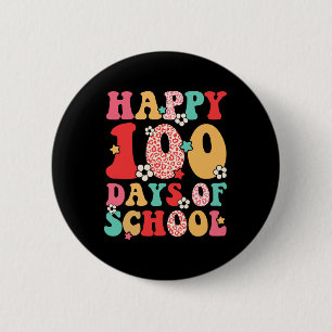 Teacher Kids Retro Groovy 100 Tage Glücklicher 100 Button
