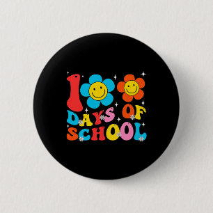 Teacher Kids Retro Groovy 100 Tage Glücklicher 100 Button