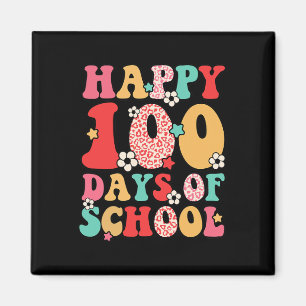 Teacher Kids Retro Groovy 100 Tage Glücklicher 100 Magnet