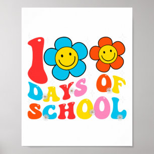 Teacher Kids Retro Groovy 100 Tage Glücklicher 100 Poster