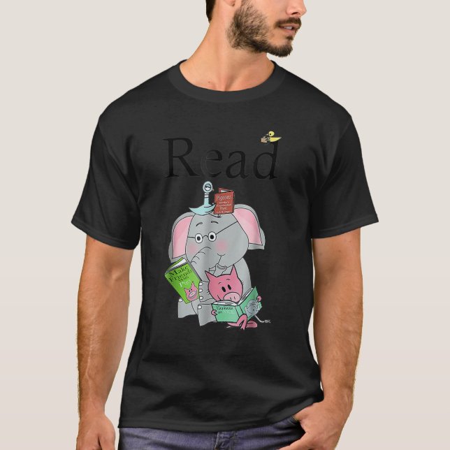 Teacher Library Read Book Club Cute Elephant Read  T-Shirt (Vorderseite)