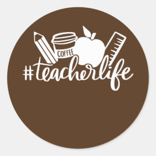 Teacher Life Apple Pencil Kaffeelehrer Runder Aufkleber