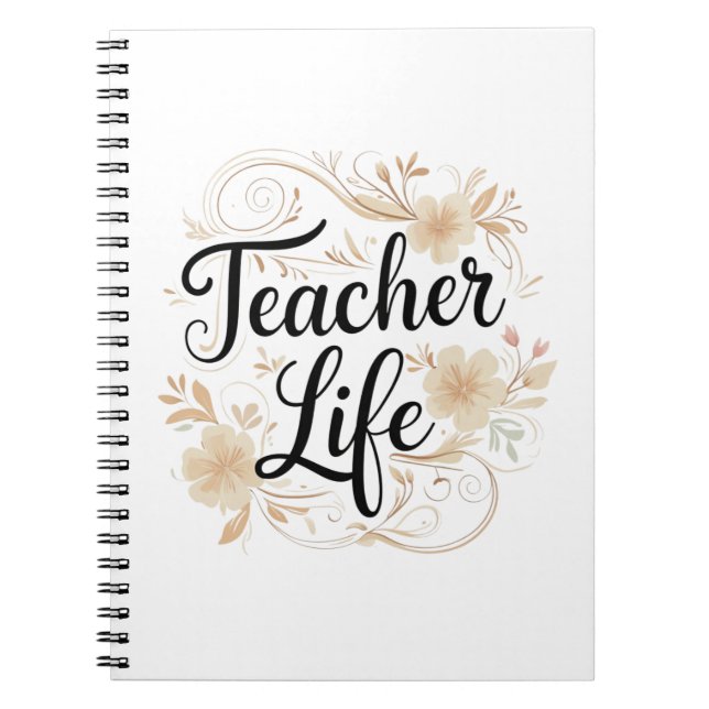 Teacher Life Floral Typography Design Notizblock (Vorderseite)