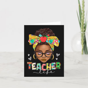 Teacher Life Messy Bun Afro American Byck Karte